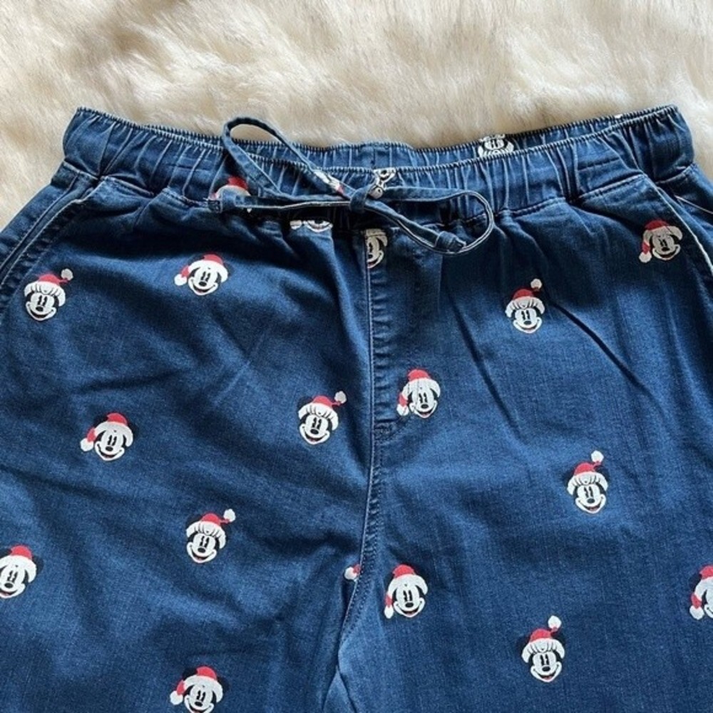 NWT Disney Mickey and Minnie Mouse Christmas Holiday Denim Jogger Jean Pants L - Picture 9 of 12
